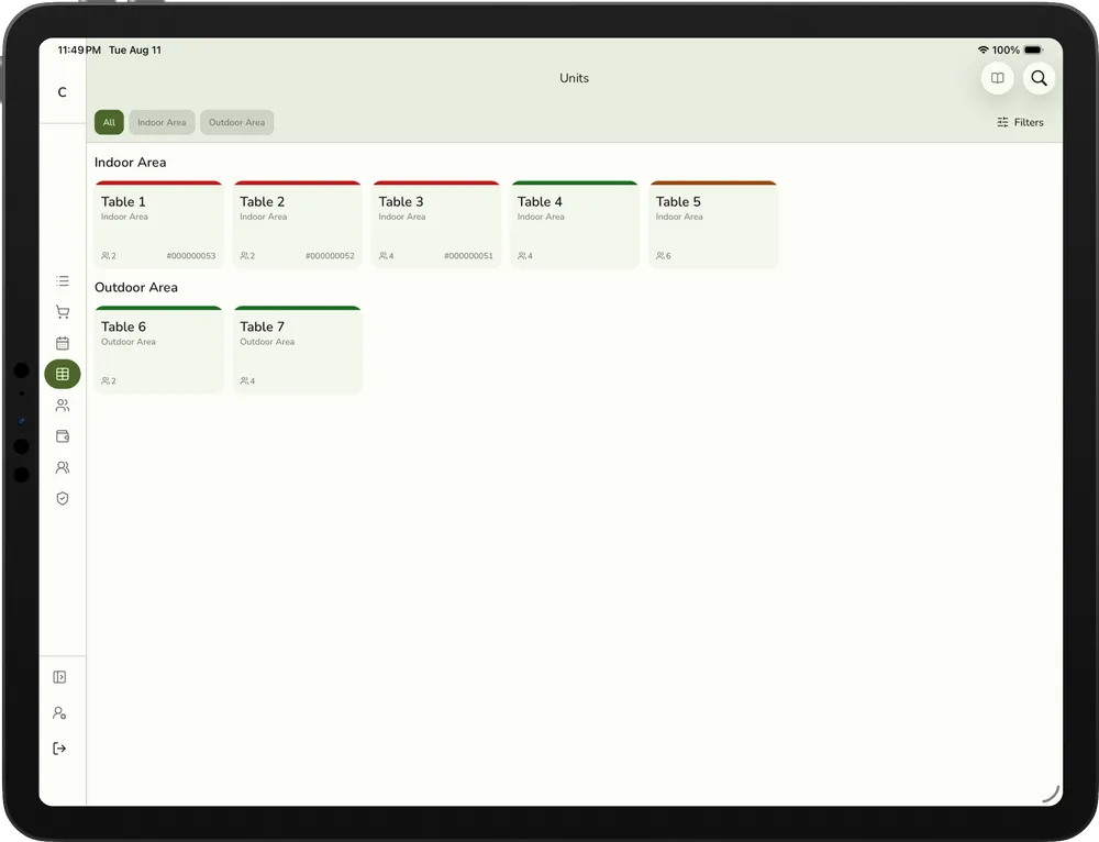 Table and unit layout on the Fuze Store floor plan